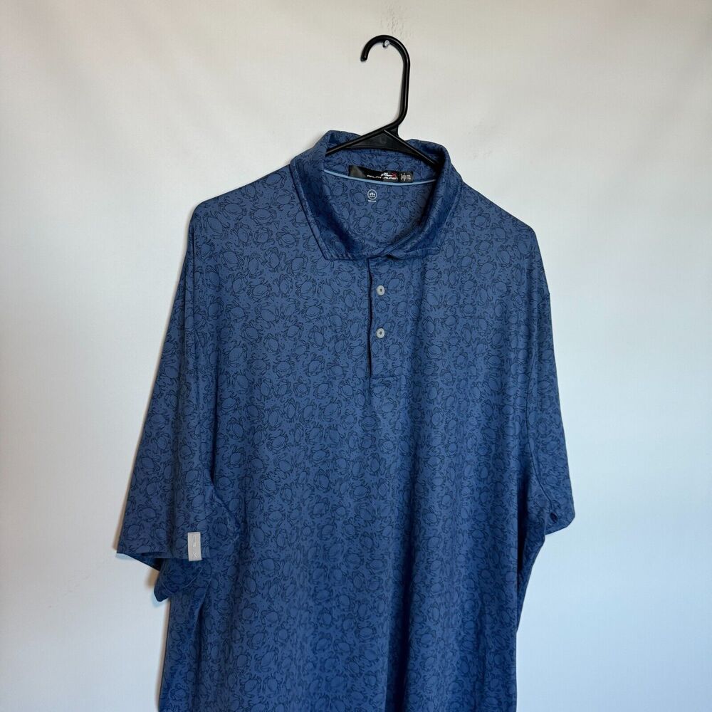 RLX Ralph Lauren Polo Shirt 2XL XXL Blue Crab Print Performance Stretch Golf - Picture 2 of 9
